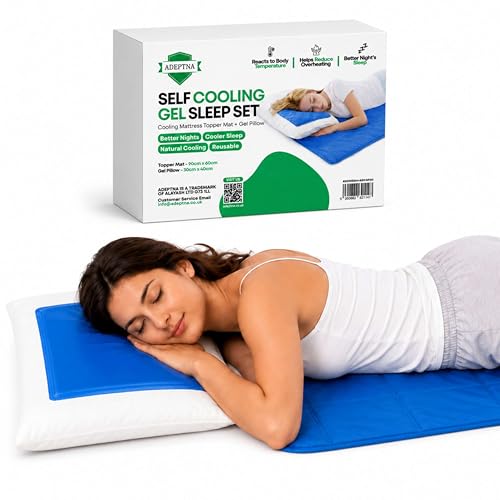ADEPTNA Self Magic Cooling Gel Pad Mattress Topper Mat with Cooling Gel Pillow Reusable Bed Mat for Hot Summer Nights Mattress Topper for Bed Sofa Chair Pressure Relief (MEDIUM (90cm x 60cm))