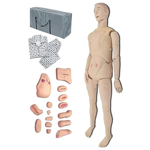 Modelo de enseñanza, maniquí de entrenamiento de habilidades de enfermería, cuidado del paciente, tamaño real, 67 pulgadas, maniquí de entrenamiento de enfermería de cuerpo completo con simulación