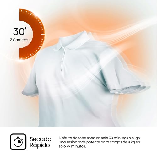 Hisense DHQE900UWDC - Secadora bomba de calor, capacidad 9 Kg, Clase D, secado rápido 30', finalización diferida, ancho 59,5cm, alto 84,5cm, fondo 55cm, color Blanco - Imagen 7
