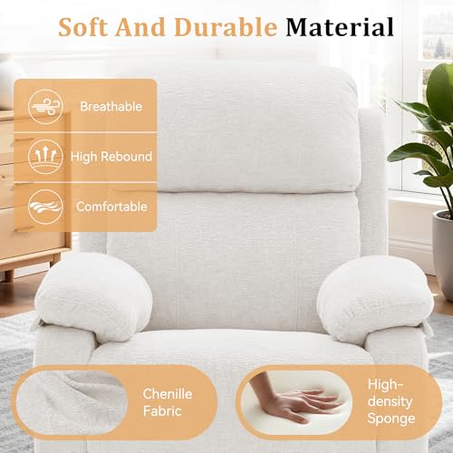 Image of Korser Recliner Chair, 360 Swivel Rocker Chair for Adults, Small Rocking Recliner Chair for Small Spaces, Upholstered Chenille Fabric Glider Recliner Nursery Chair with Side Pockets for Living Room