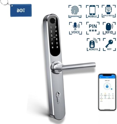 Verrou électronique serrure connectée Bluetooth empreinte argent 85mm - 3