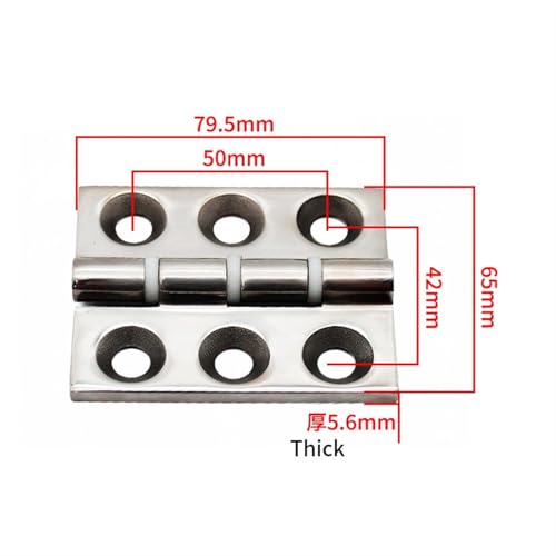 Charnière de porte inox 304 robuste amortisseur 80x65mm