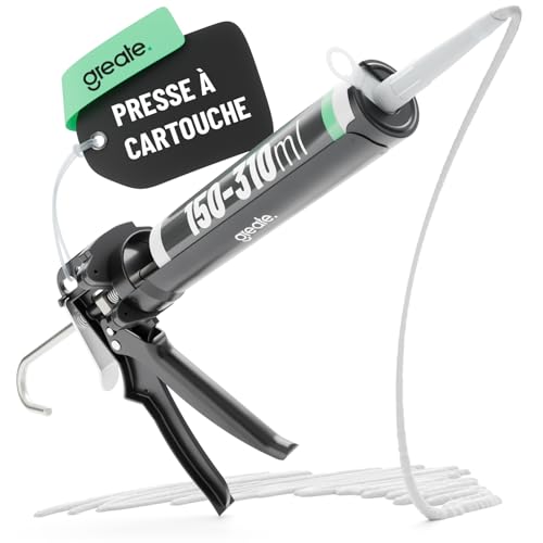 greate Pistolet cartouche avec démultiplication 25:1 & arrêt goutte - Pistolet silicone pour cartouches 150-310 ml - Pour silicone, acrylique & colle -...