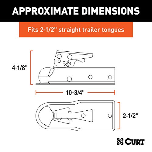 Curt 25135 Straight Tongue Trailer Coupler For 2-1/2-Inch Channel, 2-In Hitch Ball thumb #1