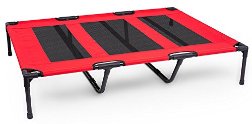 Internet's Best Dog Cot - 48 x 36 - Elevated Dog Bed - Cool Breathable Mesh - Indoor or Outdoor Use - Large - Red