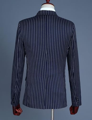Men's 3 Piece Blazer Vest Pants Set Slim Fit Double Breasted Stripes Formal Suits for Business Wedding3