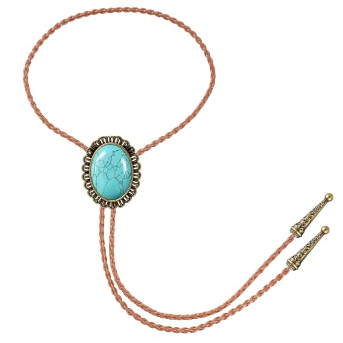 Image of GelConnie Native American Bolo Tie Rodeo Cowboy Leather Necktie Western Necklace Costume Accessories for Men,Women