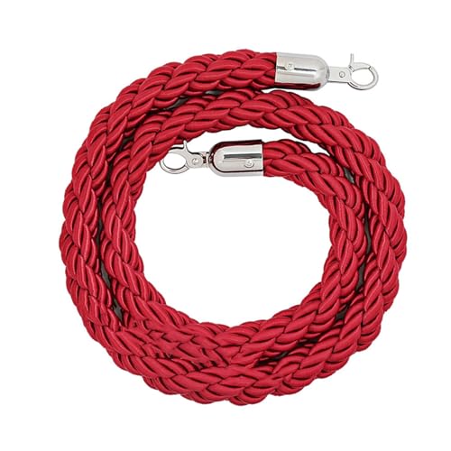 Stanchion - Cuerda de barrera trenzada de 1/1.5/2/2.5/3 m con gancho plateado, cuerda de control de multitudes, cuerda de cáñamo trenzada para divisor de colas