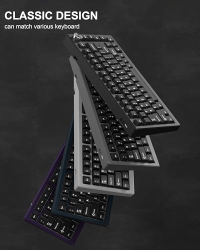Image of Womier Keycaps, Custom PBT Doubleshot Keycaps 60 65 75 100 Percent, Cherry Profile Retro Keycaps, 61 /64 /68 /84 /87 /100 /104 /108 Gaming Mechanical Keyboard Keycaps, 132 Keys Keycaps Set (Black)