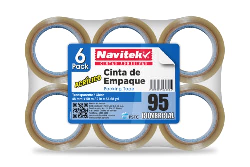 Fijaciones Y Adhesivos, Office Product Cinta Adhesiva para Empaque Transparente Navitek 48mm x 50m (Six Pack)