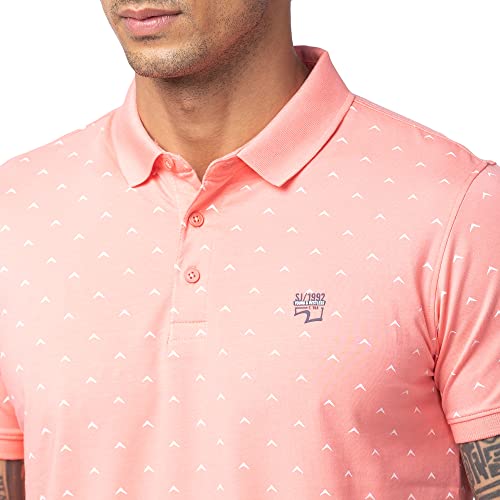 Image of Spykar Men's Slim Fit Polo Neck Half Sleeve Printed Casual T-Shirt