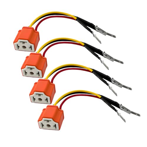 KVAEY 2 PCS H4 9003 HB2 Wiring Harness Headlight Socket, 16AWG Ceramic Headlight Connector Female Plug, Head Light Fog Light Pigtail Socket for Car Truck Boat, Car Accessories (4pcs)