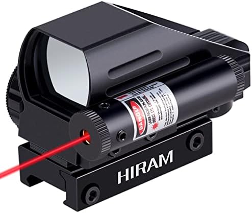 Hiram 1x22x33 Holographic Reflex Scope Sight with 4 Reticles Red and Green Dot with Red Laser