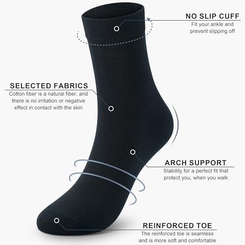 CHARMKING 6 Pairs Crew Socks for Women Soft Cotton Bootie Socks Moisture-wicking Casual Socks Non Slip Above Ankle4