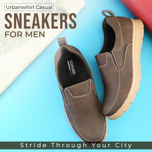 Image of STANPHORD Men Suede Slip-On Sneakers | Casual Daily Walking Shoes | Rubber Anti-Slip Sole | Lightweight Cushioned Streetwear Fashion Footwear (TPSI 5020)