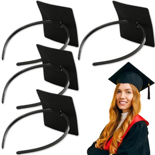 Inserto de diadema de graduación, ajustable, asegura la gorra y mantiene el peinado, diseño interior mejorado, simple y práctica, diadema anticaídas para graduación (paquete de 4, M)