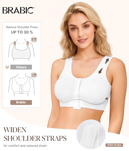 Image of BRABIC Surgical Bra Front Closure - Comfort Compression Mastectomy Bras for Women Post Surgery with Full Coverage