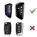 iJDMTOY Gloss Black Carbon Fiber Pattern Exact Fit Key Fob Cover w/Chrome Edging Trim Compatible with Volkswagen MK8 Golf/GTI, Skoda Octavia 3/4/5-Button Smart Key