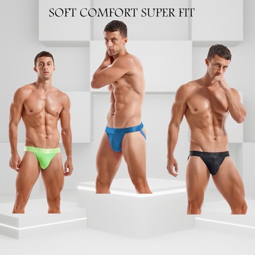 JOCKMAIL 3PCS/Pack Jock straps for Men Breathable Mens Jockstrap Athletic Supporter for Gym,Nightclubs & Special Occasions2