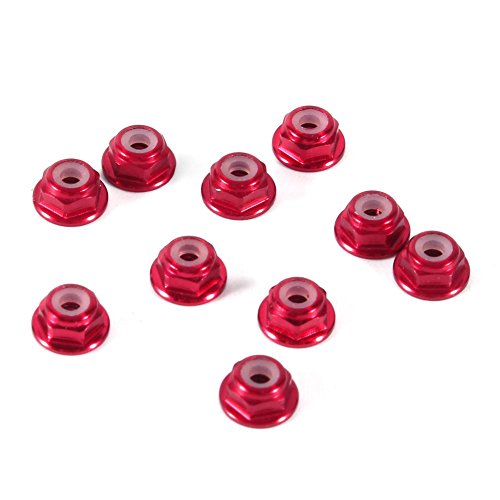 Tuercas Hexagonales Autoblocantes 10 PCS M2 Tuerca de Aluminio CNC con Bridas Nylon Tuerca Autoblocante Tuercas Metal Rojo