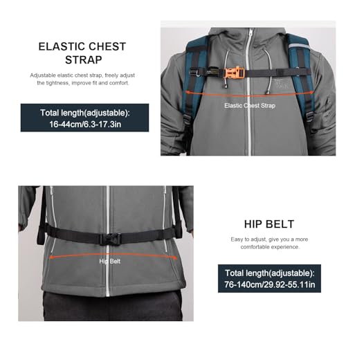 MOUNTAINTOP 35L Unisex Hiking Backpacks Lightweight Trekking Rucksack Light Daypacks for Travel Camping Climbing Mountaineer Outdoor Sport - Image 4