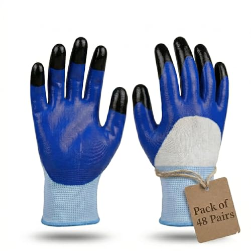 Image of Multipurpose Nylon Anti Cut PU Nitrile Coating Work Safety Gloves Blue (Tig-BluePair48)