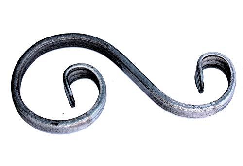 UHRIG Arco de flecos en S, caracol de hierro forjado de acero plano de 12 x 6 mm, elemento decorativo de hierro forjado para barandilla, valla UVM. 170 x 70 mm