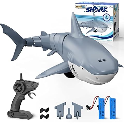 2.4G Remote Control Shark Toy, Amphibious Vehicle High Simulation Shark Shark for Swimming Pool Bathroom Great Xmas Gift RC Boat Toys for 6+ Year Old Boys and Girls (with 2 Batteries) Cover