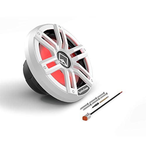 Image of Rockford Fosgate M2D4-12I Color Optix 12 inch DVC 4-Ohm Infinite Baffle Multicolor LED Lighted Marine Subwoofer - White /Stainless