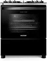 Fogão Brastemp 5 Bocas Preto Com Mesa de Vidro, Função Air Fryer e Turbo Chama - BFS5LAE 220V