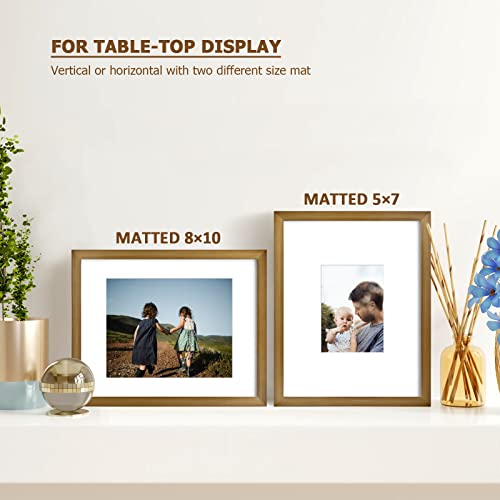 KINLINK 11x14 Picture Frame Brown, Solid Wood Frames with Acrylic Plexiglass for Pictures 5x7/8x10 with Mat or 11x14 without Mat, Tabletop and Wall Display, Set of 4 by KINLINK - Used condition - Image 5