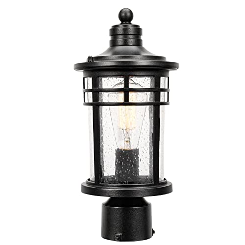 Darkaway Outdoor Post Lights Lamp Posts Outdoor Lighting, Waterproof Aluminum Post Lights Outdoor Light Fixtures With Glass, Light Posts For Outside Patio Yard (1 Pack, Black) #TOP29