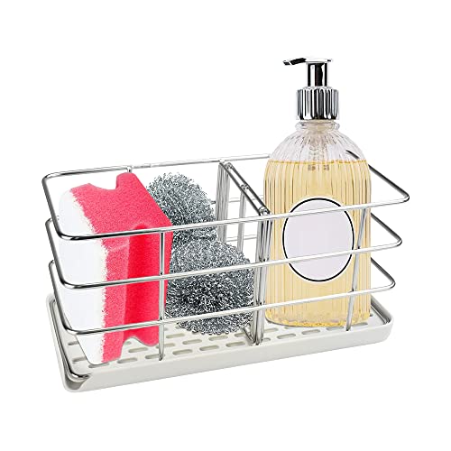 YAANBUNB Porta Estropajos de Acero Inoxidable Soporte Estropajo Fregadero Multifuncional Organizador de Fregadero de Cocina con Bandeja de Goteo Extraíble y Ganchos para Encimera o Barra de Pared Cover