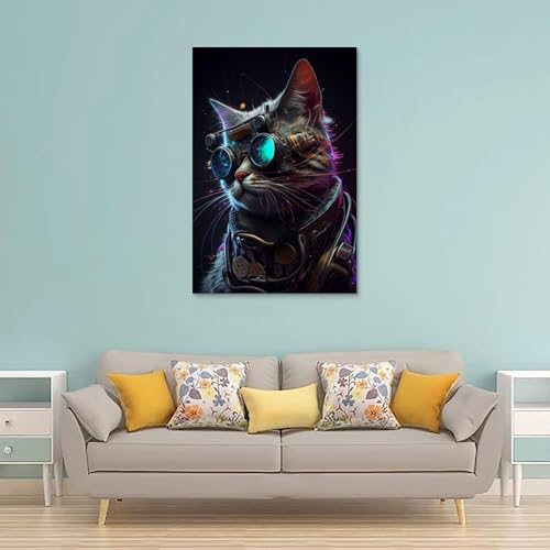 FANSITUO Steampunk CatPoster Canvas Art Oil Painting Wall Painter Home Decorative Music Album Celebrity Decorative Painting Classical Decorative Wall ArtUnframe-style-216x24inch(40x60cm) steampunk buy now online