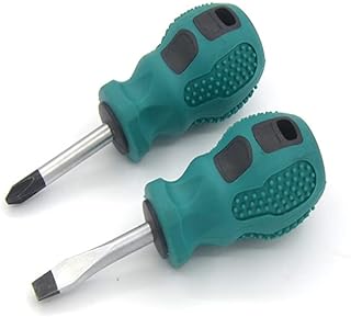 Fongmore 2 Pcs 10CM Length Mini Non-Slip Handle Small Screwdriver 6 * 38mm Slot Cross Screwdriver Kit Precision with Magnetic Multifunctional Hand Tool