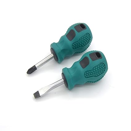 Fongmore 2 Pcs 10CM Length Mini Non-Slip Handle Small Screwdriver 6 * 38mm Slot Cross Screwdriver Kit Precision with Magnetic Multifunctional Hand Tool