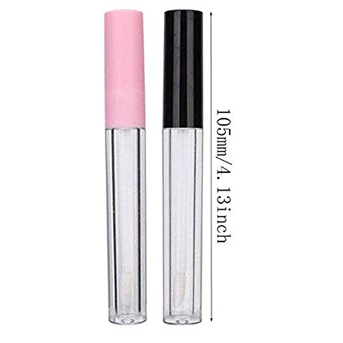 RONRONS Set of 20 Refillable Lip Gloss Bottles with Rubber Inserts,Empty Lip Gloss Tubes Containers (Pink+Black)
