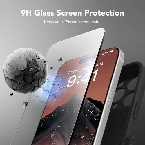 Image of Magnetic for iPhone 16 Pro Case, Compatible with MagSafe, [Full Camera Protection][Screen Protector] Silicone Shockproof Protective Phone Case for iPhone 16 Pro 6.3 inch, Black