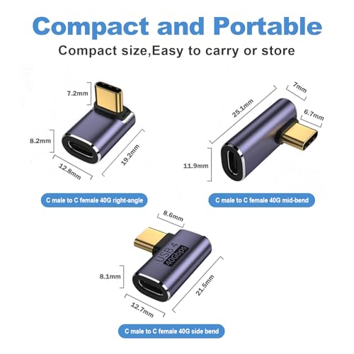 Pack de 3 Adaptadores USB C en ángulo de 90 grados miniatura 2