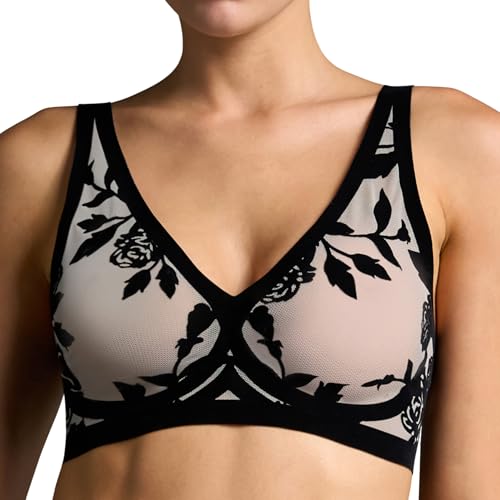 Image of EBY Sheer Mesh Bralette for Women Seamless Wireless Bra with Support - Without Metal Wire
