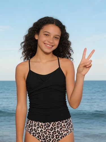 Image of Girls Swimsuits 2 Piece Bathing Suit Tropical Floral Swimwear 7-16 Years Beach Sport Halter Tankini