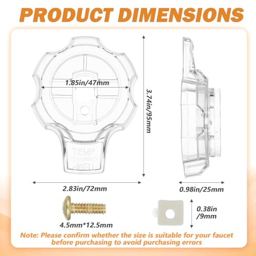Quilax MXT11 Shower Knob Replacement, Clear Acrylic Shower Knobs, Bathtub Knobs Replacement, Compatible with Many Temperature and Volume Handles, Faucet Handle Knob Temperature Control Set - Thumbnail 2