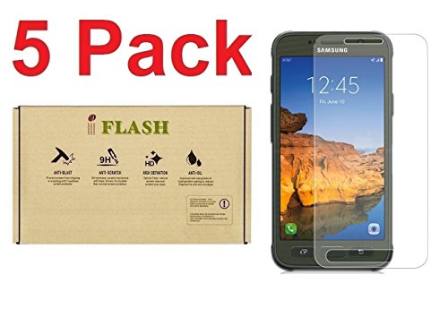 IFLASH [5 Pack] Tempered Glass Screen Protector For Samsung Galaxy S7 Active (NOT S7 Model) - Crystal Clear / 2.5D Rounded Edges / 9H Hardness/Scratch Proof/Bubble Free/Oleophobic