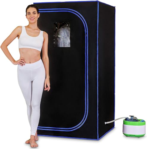 SereneLife Sauna a Vapore Portatile con Telecomando, Sauna da Casa, Bagno Turco, Cabina Domestica per Spa con Sedia Pieghevole, Casalinga Personale, Tenda per Il Corpo, Funziona Timer