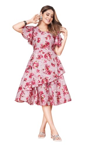 Image of Women Floral Print Sleeve Layred Dress