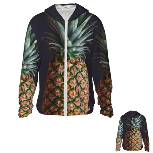 NONHAI Men's Sun Protection Jacket UPF 50+ Full Zipper Long Sleeve UV Hoodie Shirt Fruit Pineapple Women's Outdoor Jacket