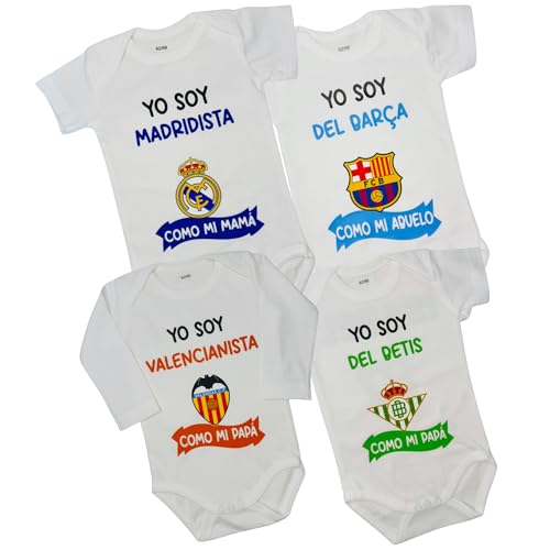 Genérico Body con equipo de fútbol de manga corta/larga | 100% Algodón | Personalizado a tu gusto (0-3M)