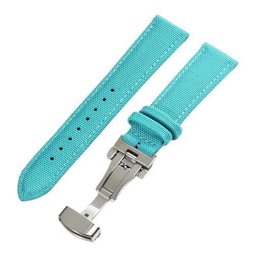 Bracelet montre nylon 20mm interchangeable LUGEMA bleu canard boucle déployante papillon