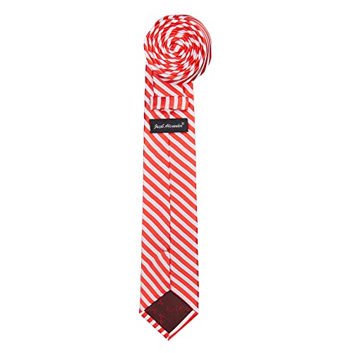 Jacob Alexander Boys' Candy Cane Red White Stripe Prep Regular Neck Tie3
