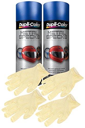 Dupli-Color Ocean Blue Metal Specks Spray Paint (11 oz) Bundle With Latex Gloves (6 Items)